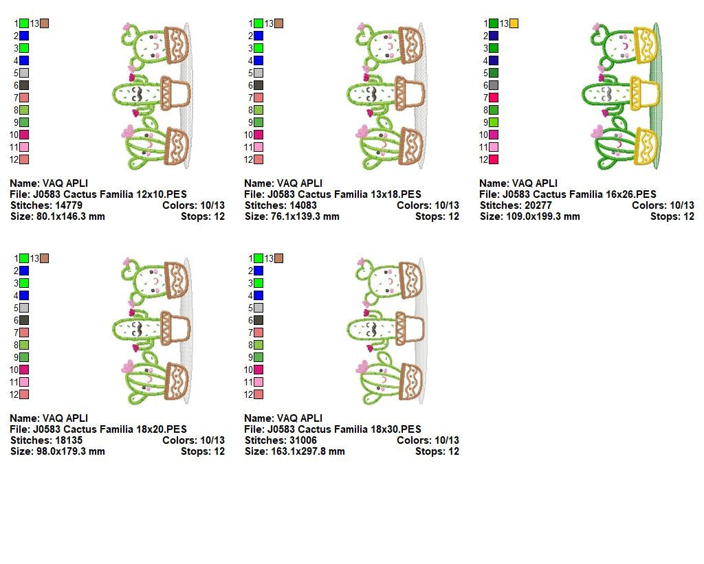 Matriz de Bordado Vasos com Cactos Divertidos – Aplique