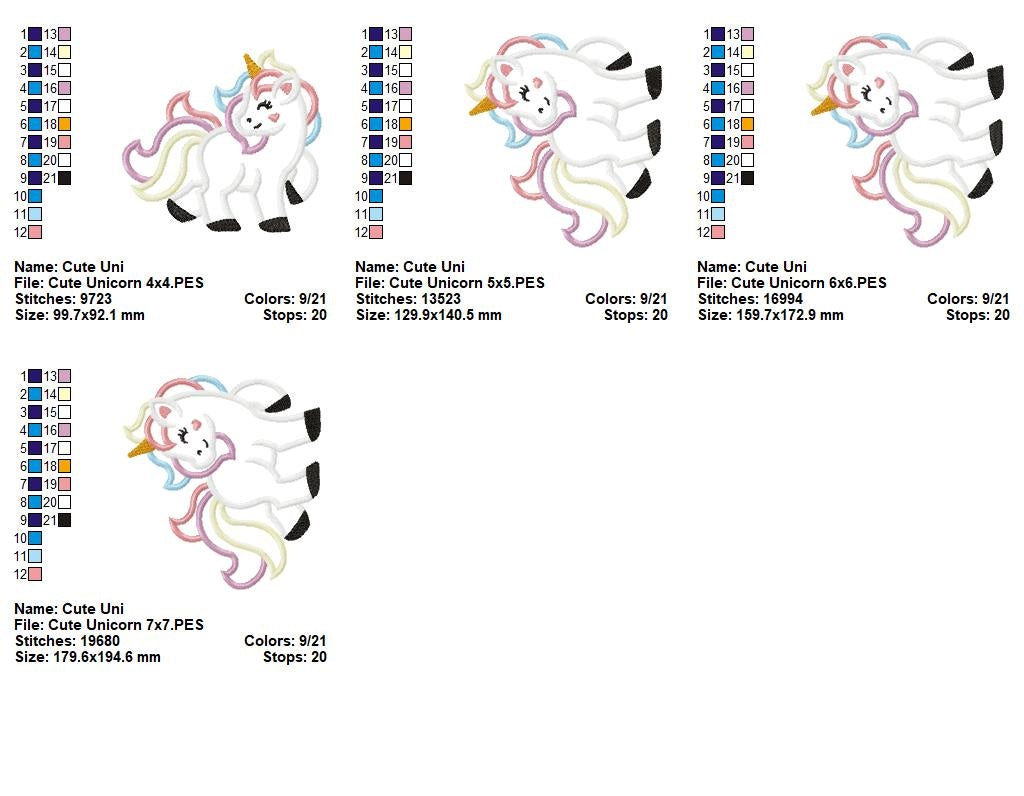 Matriz de Bordado Unicórnio Fofinho e Encantado – Aplique