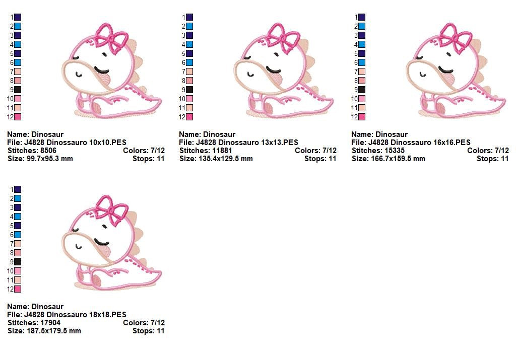 Matriz de Bordado Dinossaurinha Sonolenta – Aplique