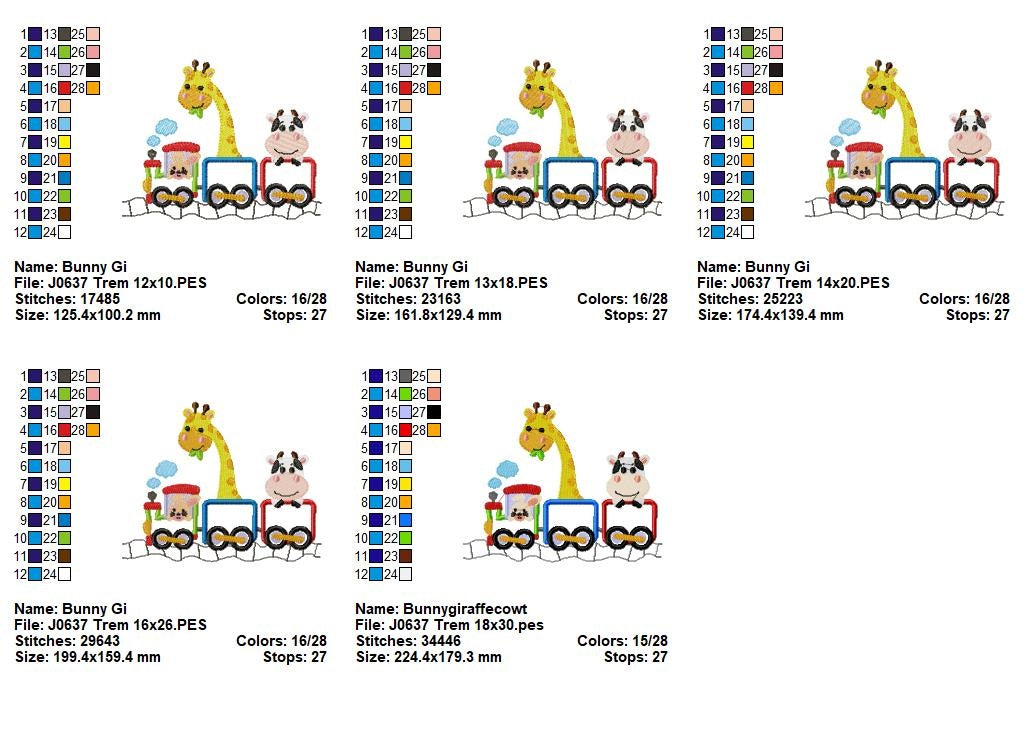 Matriz de Bordado Trenzinho Infantil com Bichinhos – Ponto Aplique