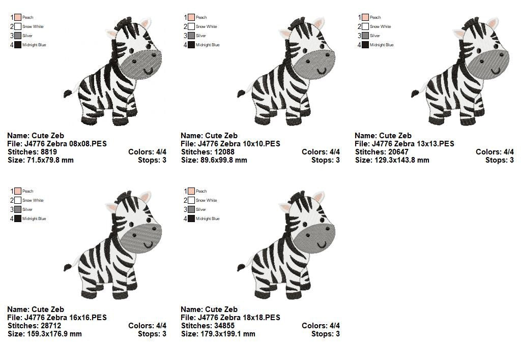 Matriz de Bordado Zebra Baby Safari – Ponto Cheio
