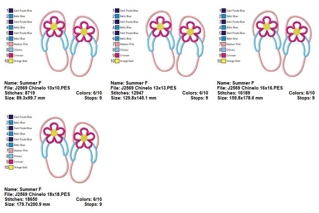 Matriz de Bordado Chinelinhos Floridos - Aplique