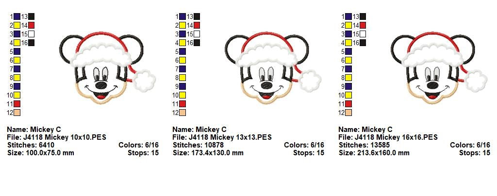 Matriz de Bordado Mickey Natalino – Aplique