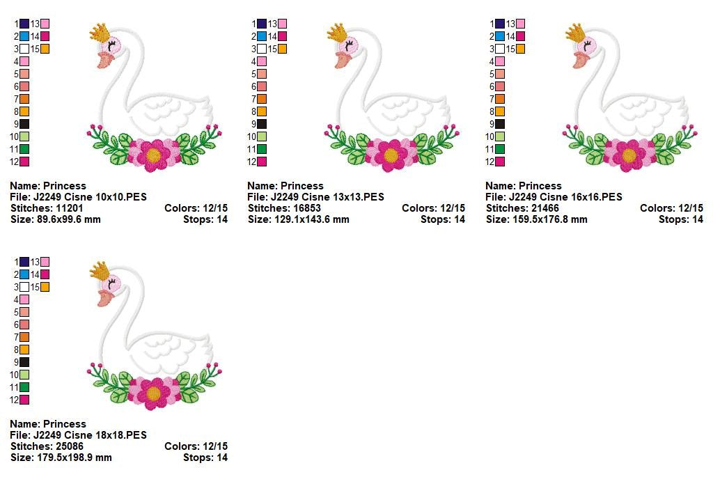Matriz de Bordado Cisne Princesa Encantado – Aplique
