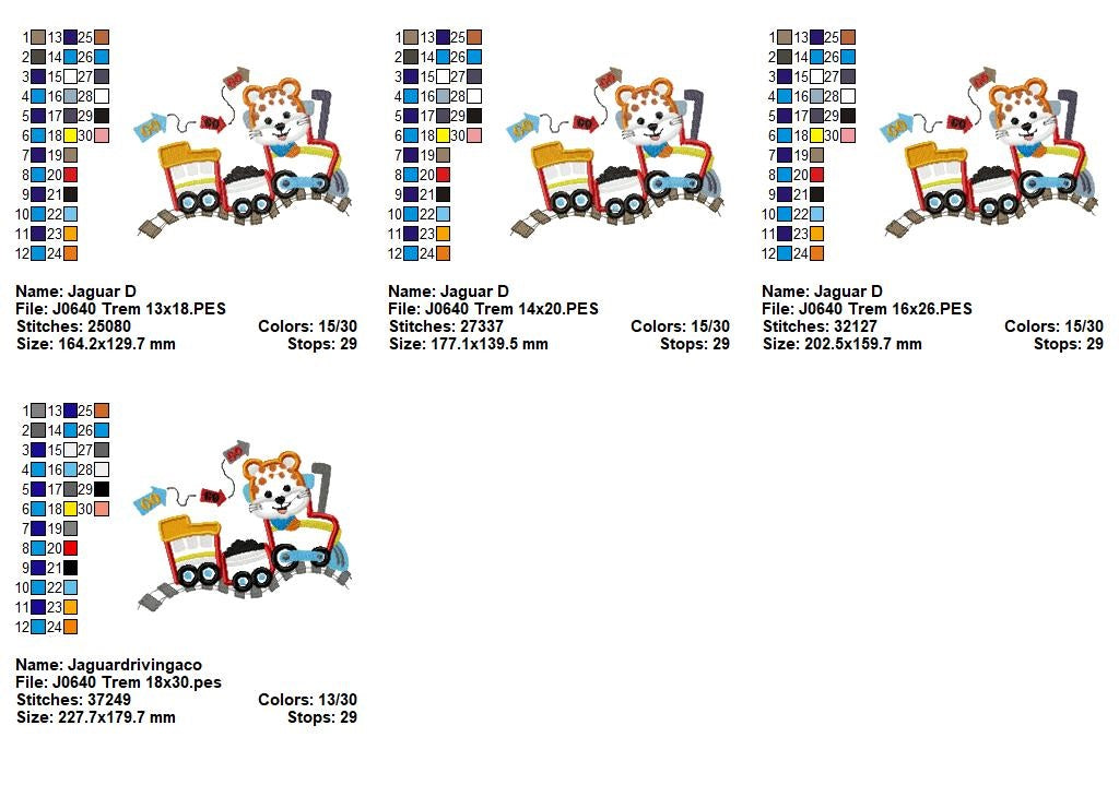 Matriz de Bordado Locomotiva Fofinha com Bichinho Safari – Ponto Aplique