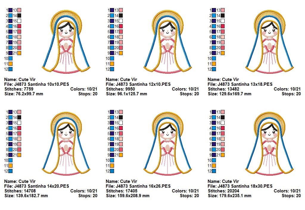 Matriz de Bordado Santinha Virgem Maria – Aplique