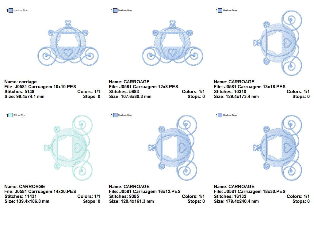 Matriz de Bordado Carruagem Encantada de Princesa – Ponto Rippled