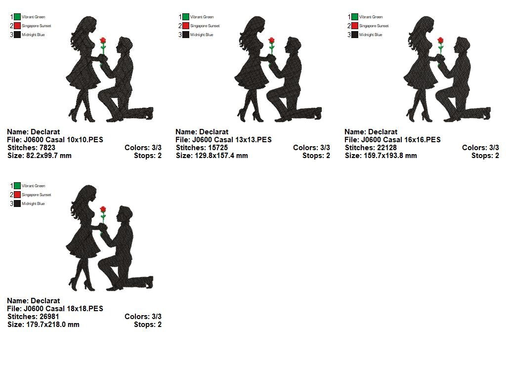 Matriz de Bordado Pedido de Casamento com Rosa – Ponto Cheio