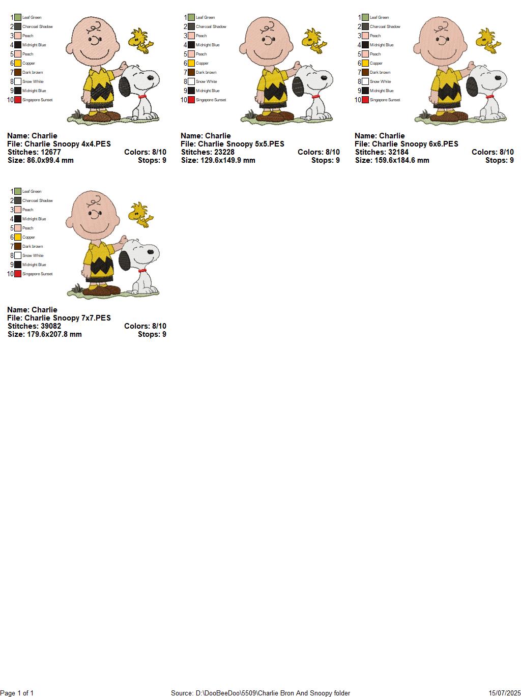 Matriz de Bordado Amigos para Sempre Snoopy e Charlie Brown – Ponto Cheio