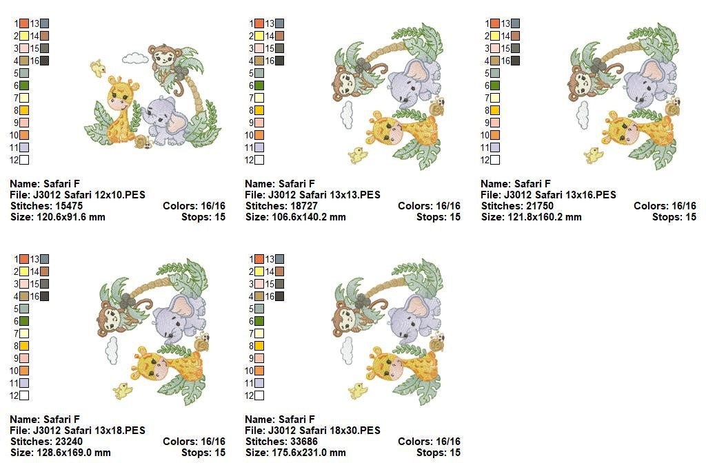 Matriz de Bordado Safari Bebê – Ponto Sketch
