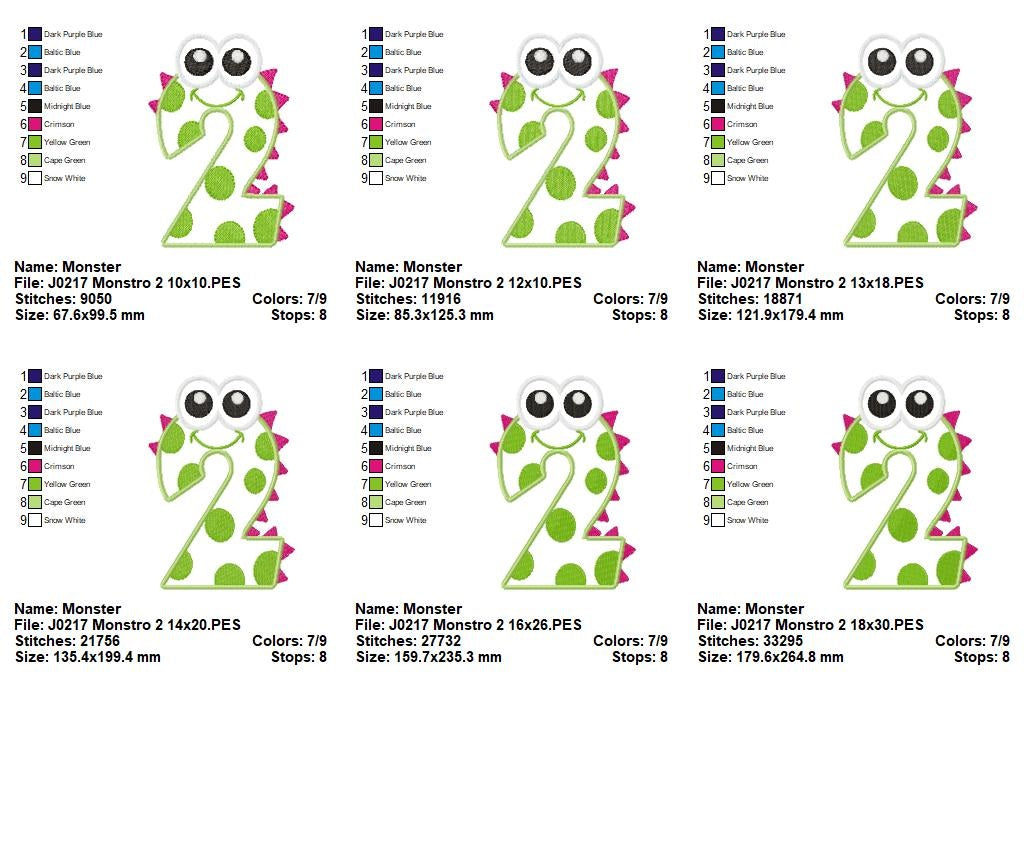 Matriz de Bordado Número 2 Monstrinho Divertido – Aplique