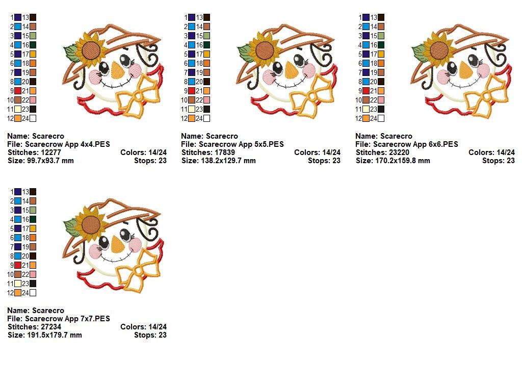 Matriz de Bordado Rosto de Espantalho Country – Aplique