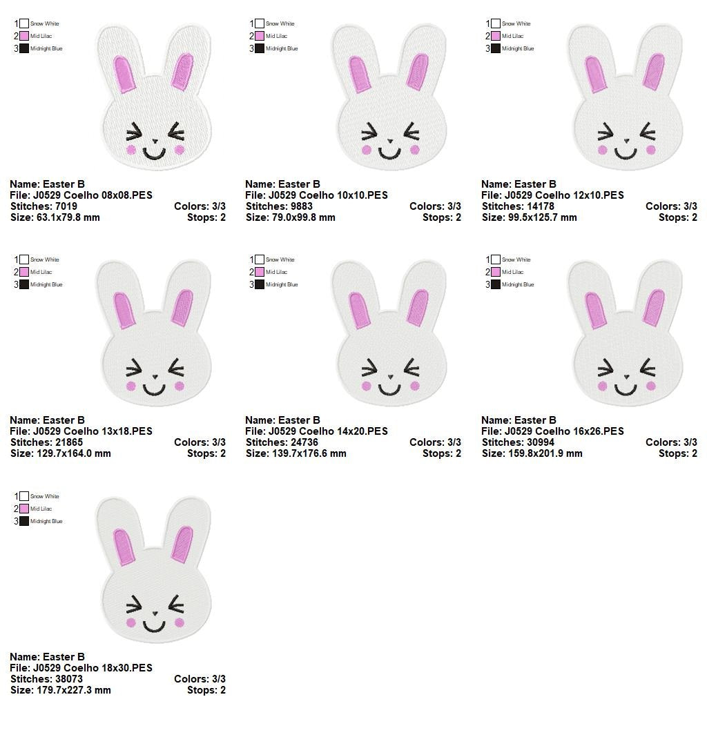 Matriz de Bordado Carinha de Coelho Sorridente – Ponto Cheio