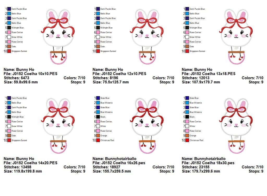 Matriz de Bordado Coelhinha Encantadora no Balão – Aplique